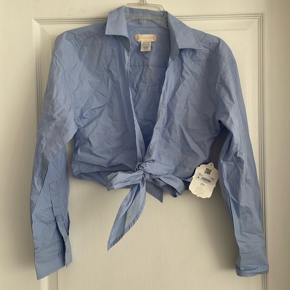 Altar’d State Blue Collar Tie Top